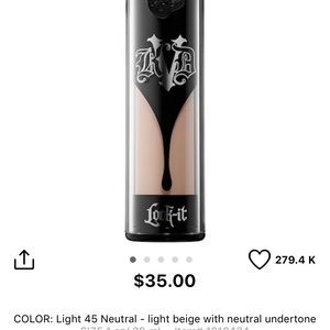Kat Von D Lock It Foundation In Light 45 Neutral